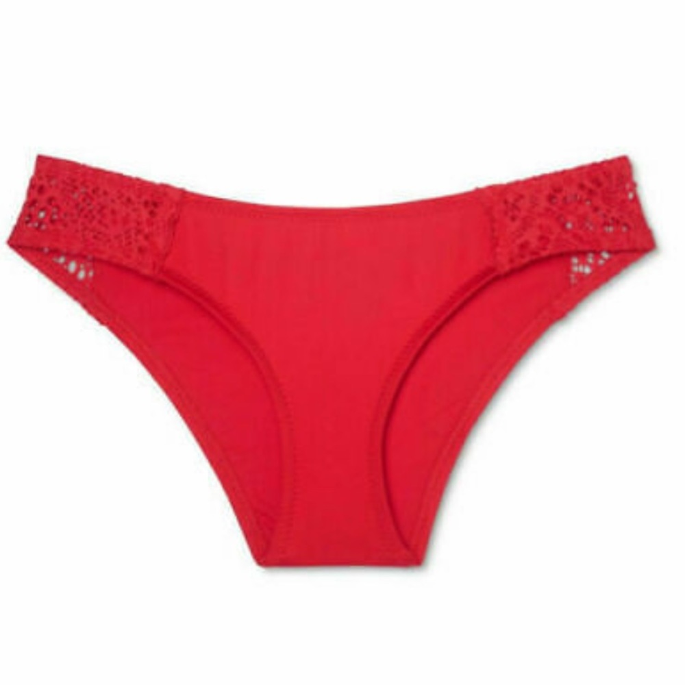 NWT Mossimo Sidetab Red Bikini Hipster Bottom L